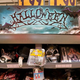 Halloween candy, mask, and costume display at convenience store